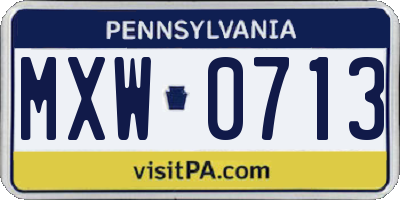 PA license plate MXW0713