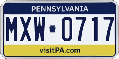 PA license plate MXW0717