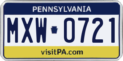 PA license plate MXW0721