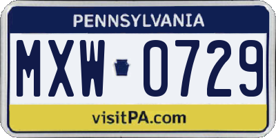PA license plate MXW0729