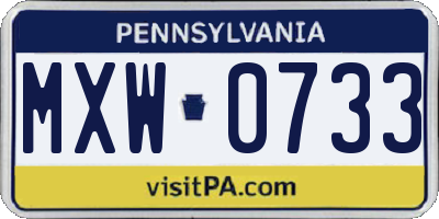 PA license plate MXW0733