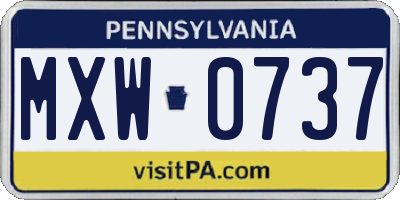 PA license plate MXW0737