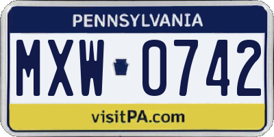 PA license plate MXW0742