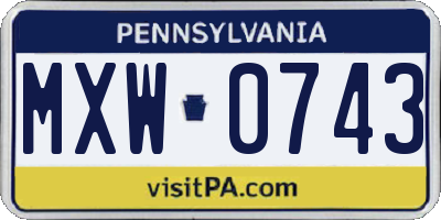 PA license plate MXW0743