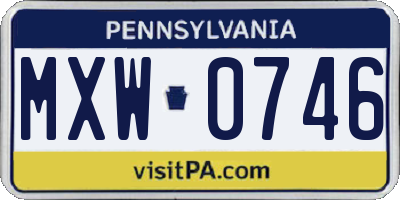 PA license plate MXW0746