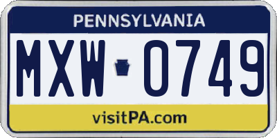 PA license plate MXW0749