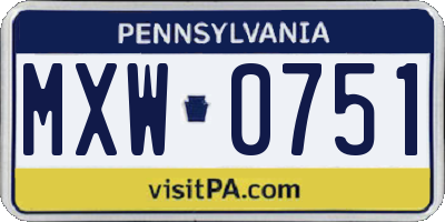 PA license plate MXW0751