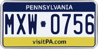 PA license plate MXW0756