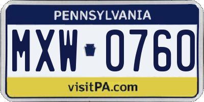 PA license plate MXW0760