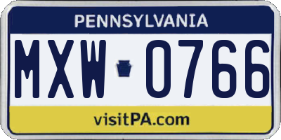 PA license plate MXW0766