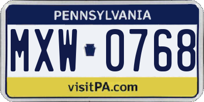 PA license plate MXW0768