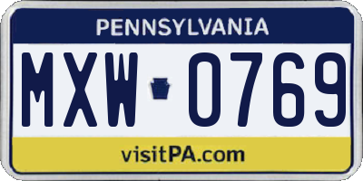 PA license plate MXW0769