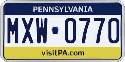 PA license plate MXW0770
