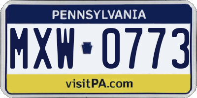 PA license plate MXW0773