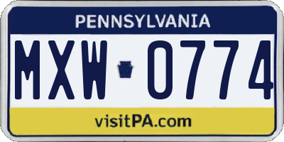 PA license plate MXW0774