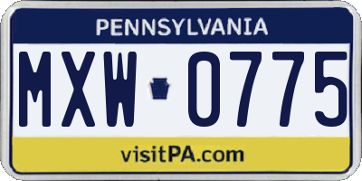 PA license plate MXW0775