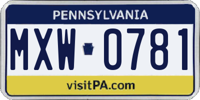 PA license plate MXW0781