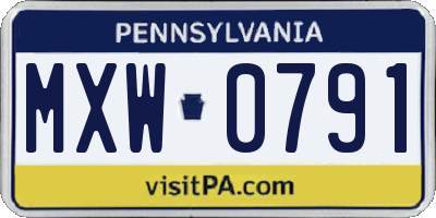 PA license plate MXW0791