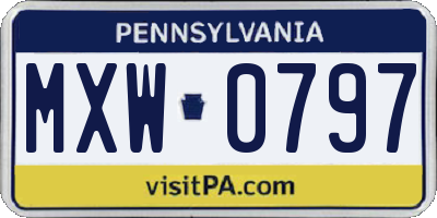 PA license plate MXW0797