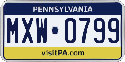 PA license plate MXW0799
