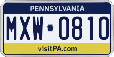 PA license plate MXW0810