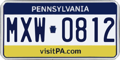 PA license plate MXW0812