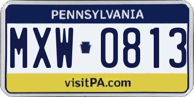 PA license plate MXW0813