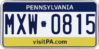 PA license plate MXW0815