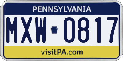 PA license plate MXW0817