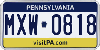 PA license plate MXW0818