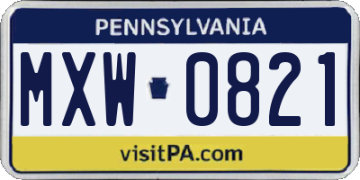PA license plate MXW0821