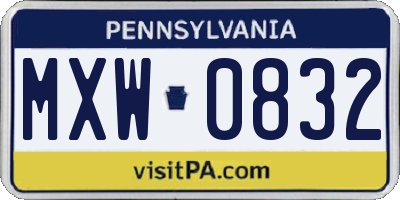 PA license plate MXW0832