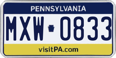 PA license plate MXW0833