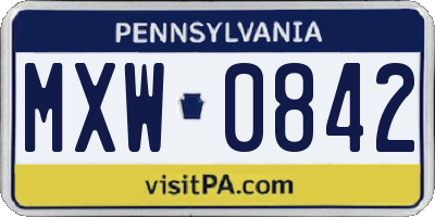 PA license plate MXW0842