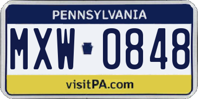 PA license plate MXW0848
