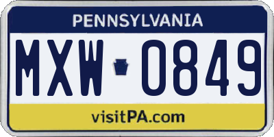 PA license plate MXW0849