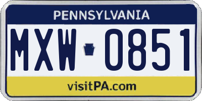 PA license plate MXW0851