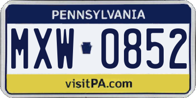 PA license plate MXW0852