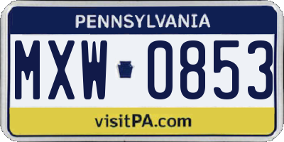 PA license plate MXW0853