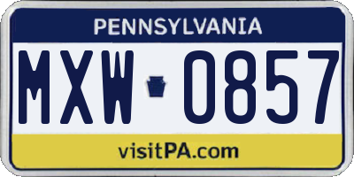 PA license plate MXW0857
