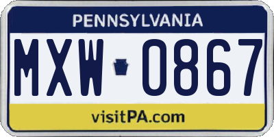 PA license plate MXW0867