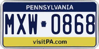 PA license plate MXW0868
