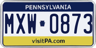 PA license plate MXW0873