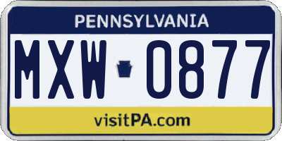 PA license plate MXW0877