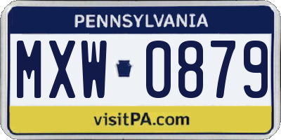 PA license plate MXW0879