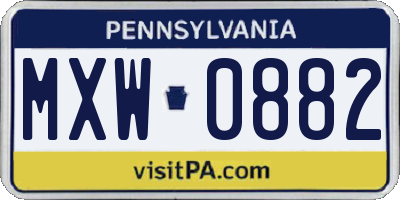 PA license plate MXW0882