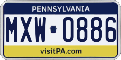 PA license plate MXW0886
