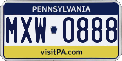 PA license plate MXW0888