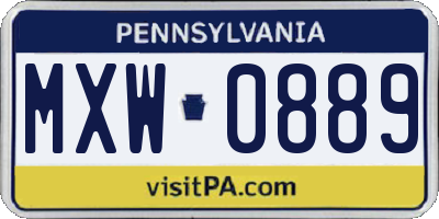 PA license plate MXW0889