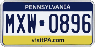 PA license plate MXW0896
